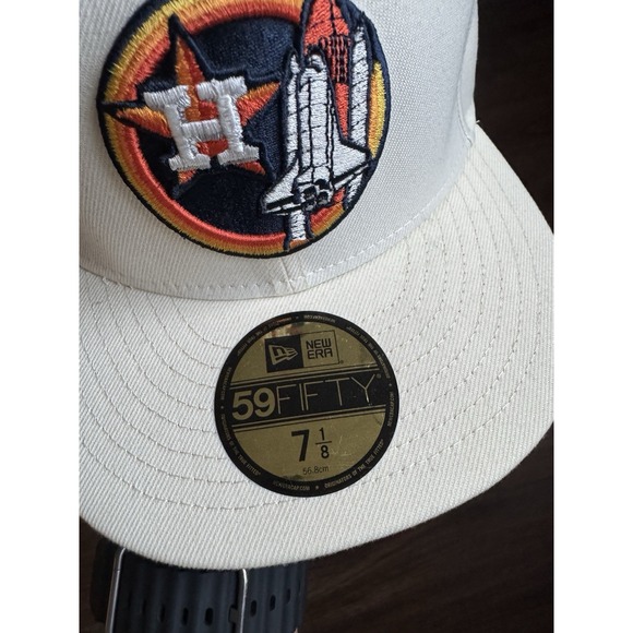 RARE Houston Astros Apollo 11 New Era 59Fifty SZ 7 1/8 Fitted Hat Argent Orange - Picture 2 of 7